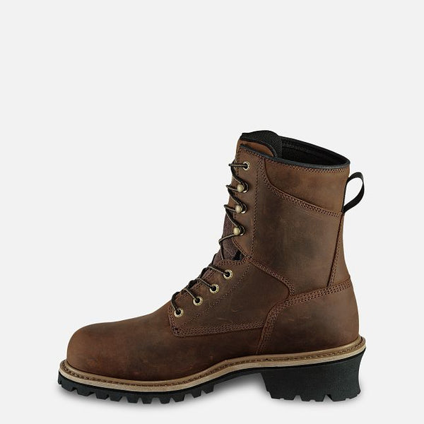 Irish Setter Mesabi Men's 8-inch Waterproof Leather Safety Toe Logger Boot, dark brown
